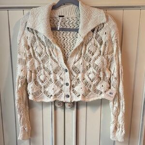Free People Cream Knit Cardigan